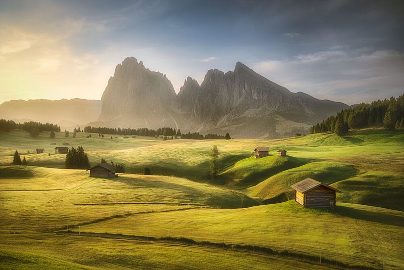 Alpine Valley Morning Huts art print by Martin Moravek for $57.95 CAD