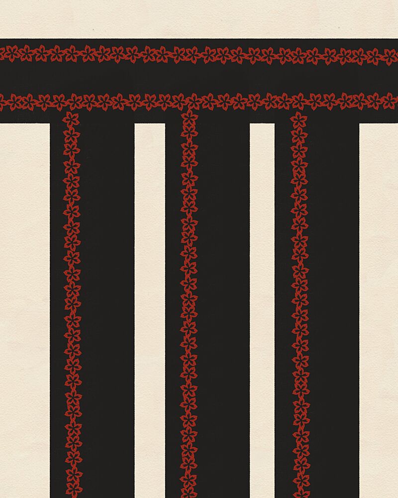 Black Red Floral Stripes art print by Deepthi S for $57.95 CAD