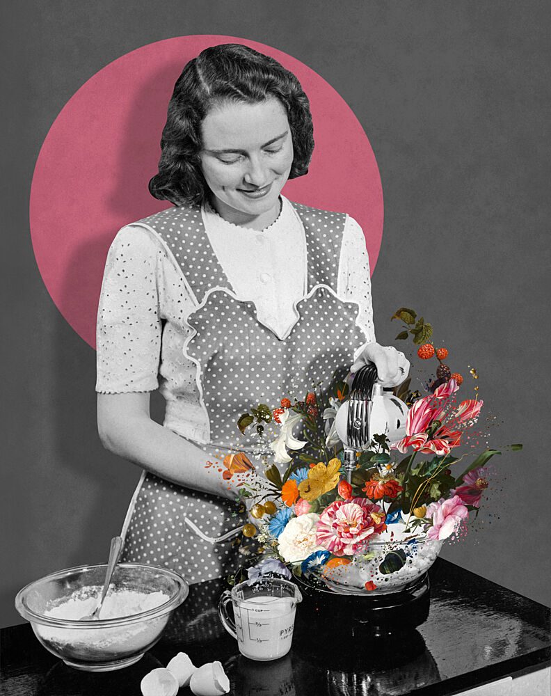 Whimsical Kitchen Flowers art print by Marja van den Hurk for $57.95 CAD
