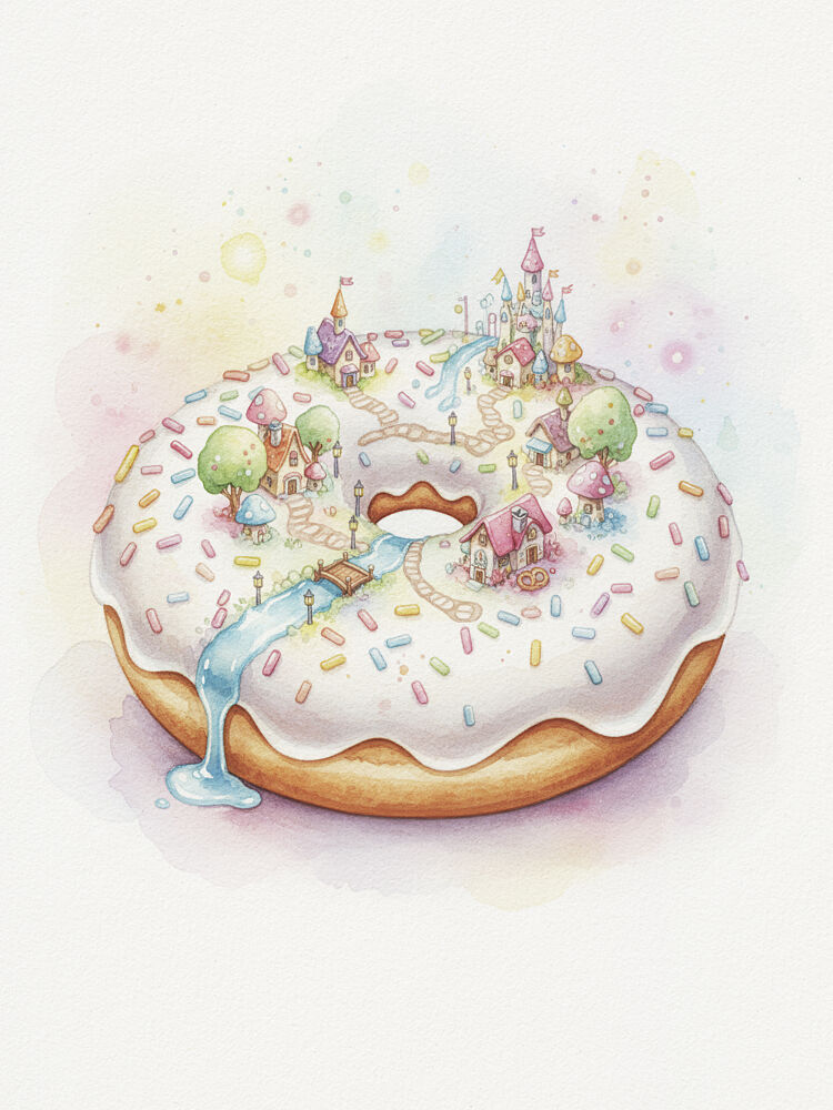 Whimsical Donut Village art print by Andreas Magnusson for $57.95 CAD