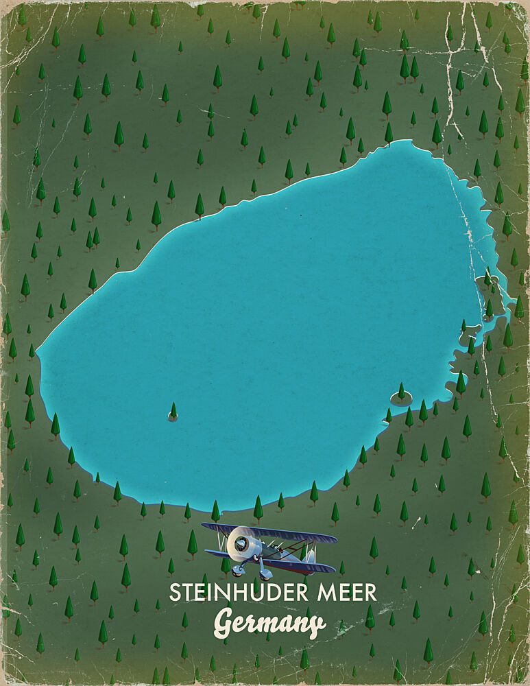 Steinhuder Meer Biplane Map art print by Nicholas for $57.95 CAD