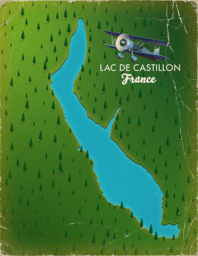 Lac de Castillon Biplane View art print by Nicholas for $57.95 CAD