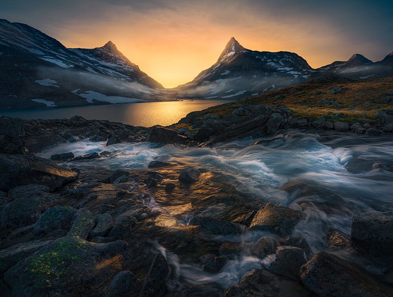Golden River Mountains art print by Ole Henrik Skjelstad for $57.95 CAD