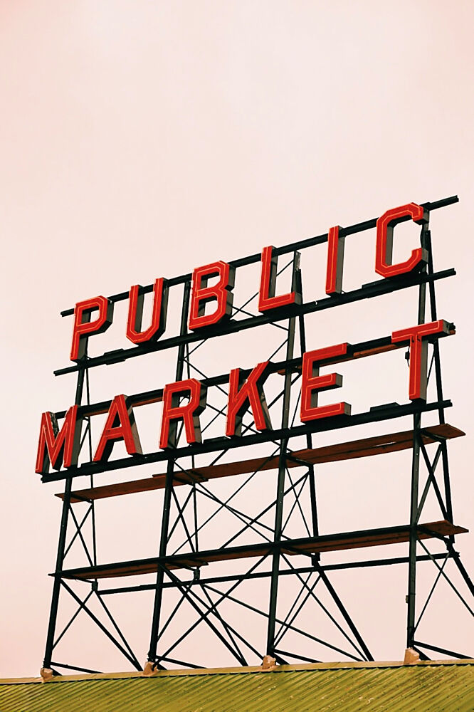 Vintage Public Market Sign art print by del Mundo Portraits for $57.95 CAD