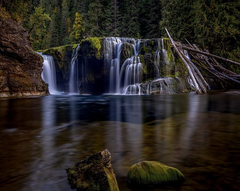 Serene Forest Waterfall art print by John R Huang for $57.95 CAD