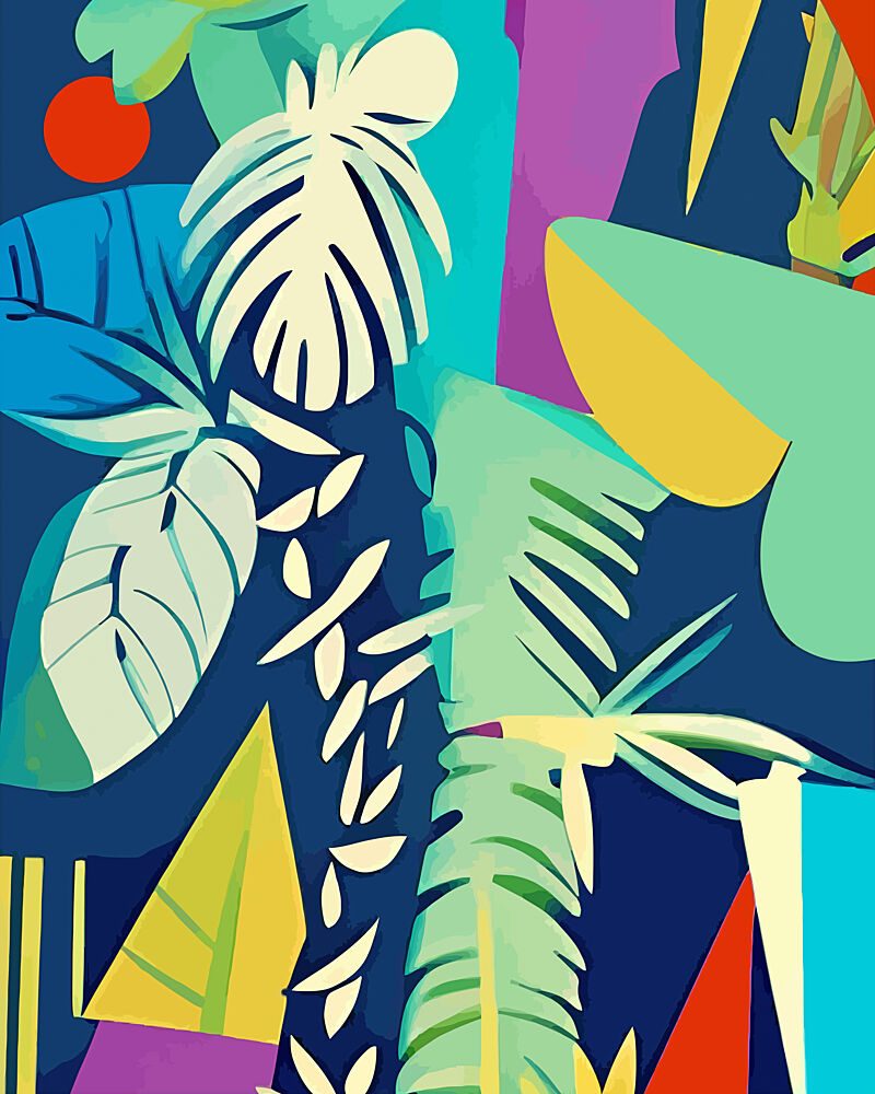 Colorful Tropical Leaves art print by Uma Gokhale for $57.95 CAD