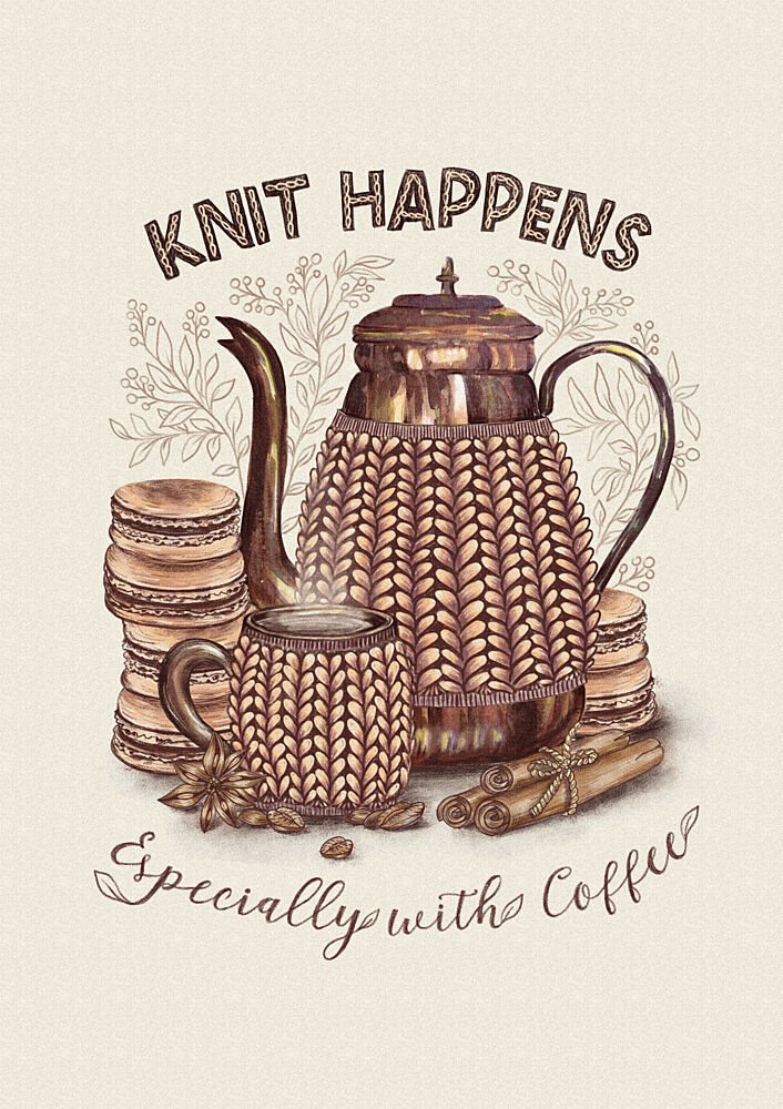 Cozy Coffee Knit art print by Olena Kovalova for $57.95 CAD
