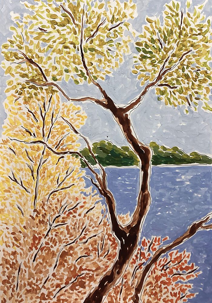 Autumn Lake Landscape art print by Rushati Chowdhury for $57.95 CAD