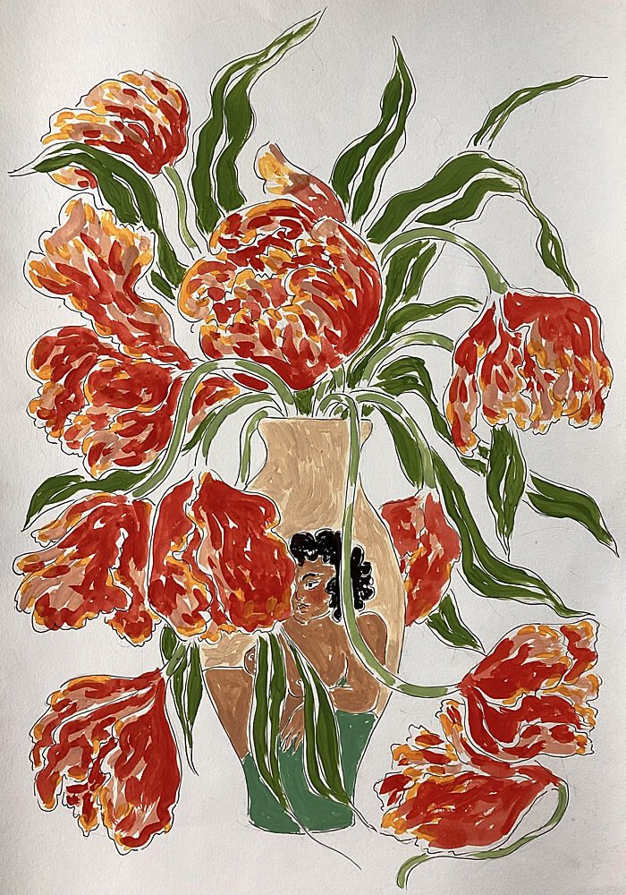 Vibrant Tulips in Vase art print by Rushati Chowdhury for $57.95 CAD