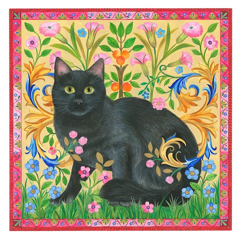 Black Cat and Florals art print by Isabelle Brent for $57.95 CAD