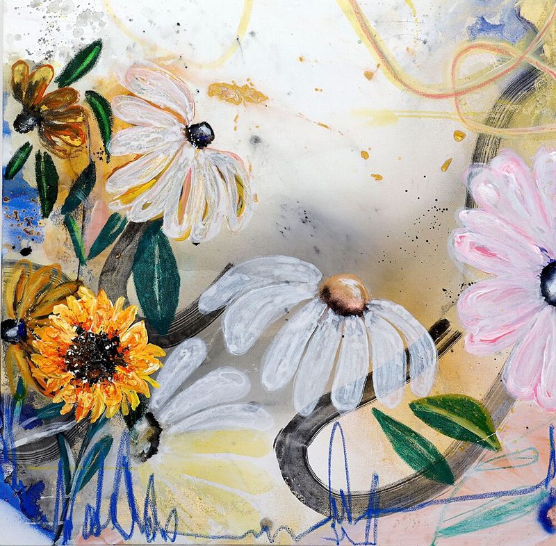 Happy Garden Blooms art print by Poovi Art for $57.95 CAD