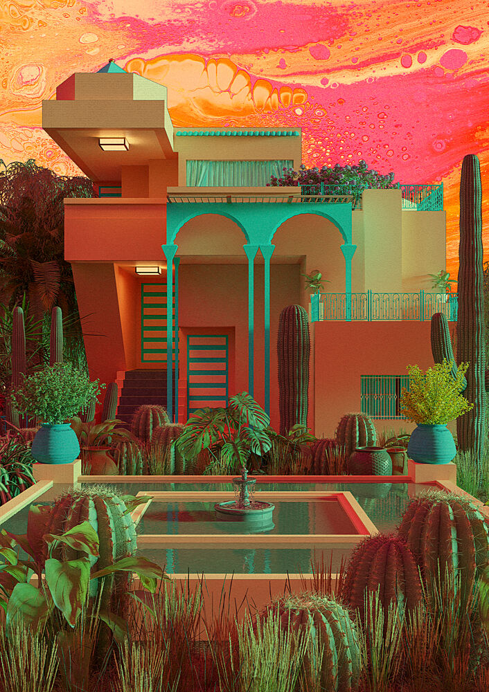 Vibrant Desert Oasis art print by CosmoZach for $57.95 CAD