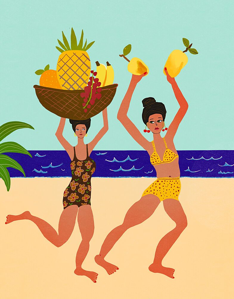 Retro Summer Beach Fun art print by Sharyn Bursic for $57.95 CAD