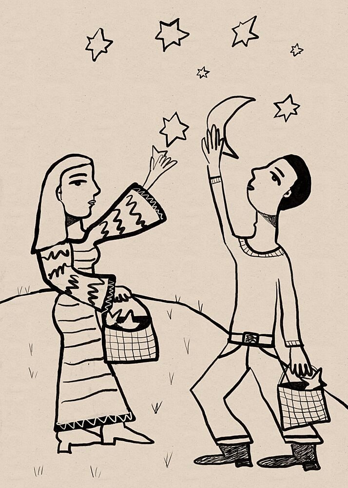 Collecting Stars and Moon art print by Sharyn Bursic for $57.95 CAD