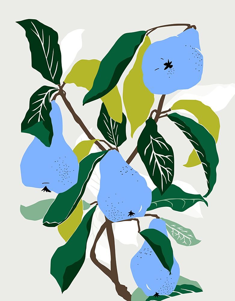 Botanical Blue Pears art print by Annick for $57.95 CAD