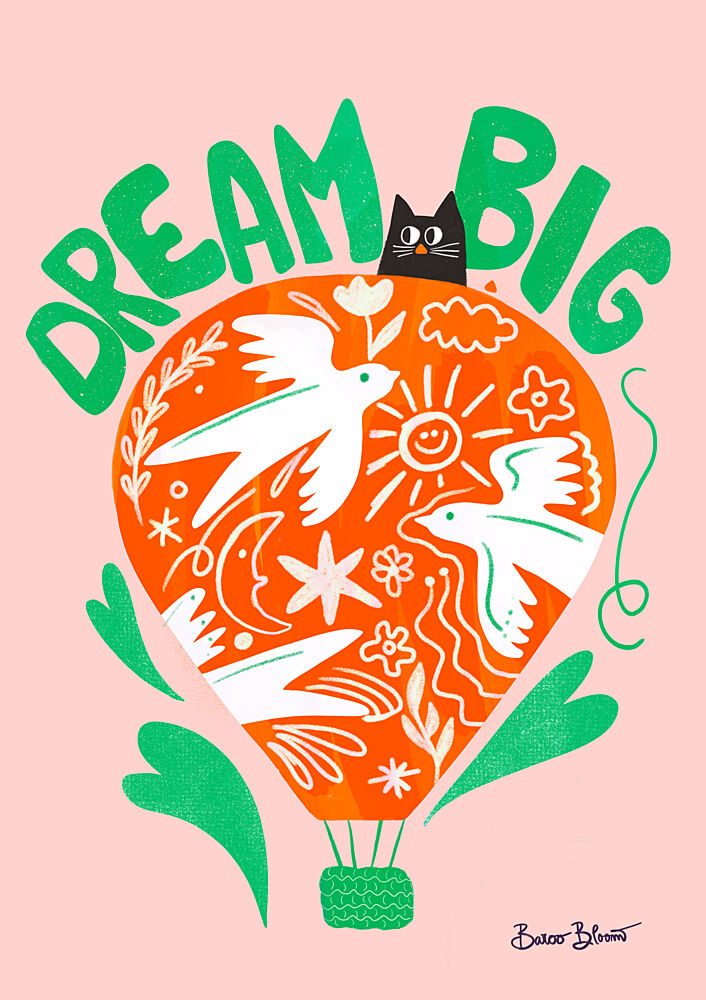 Dream Big Hot Air Balloon art print by Baroo Bloom for $57.95 CAD