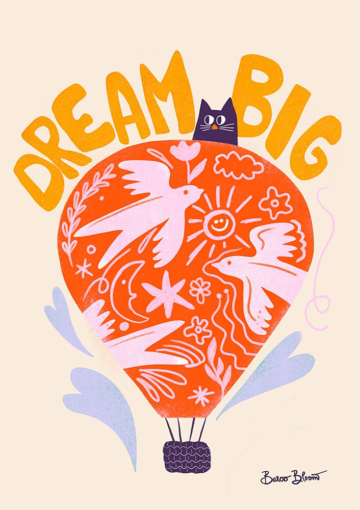 Dream Big Hot Air Balloon art print by Baroo Bloom for $57.95 CAD