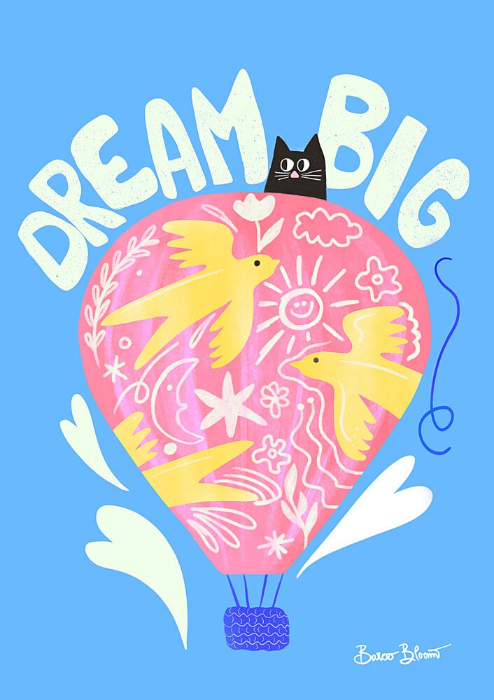 Whimsical Dream Big Balloon art print by Baroo Bloom for $57.95 CAD