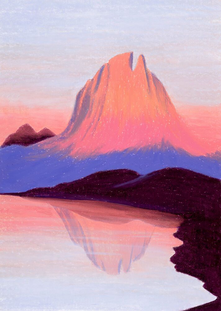 Vibrant Mountain Lake Sunset art print by Julie Lesouef for $57.95 CAD