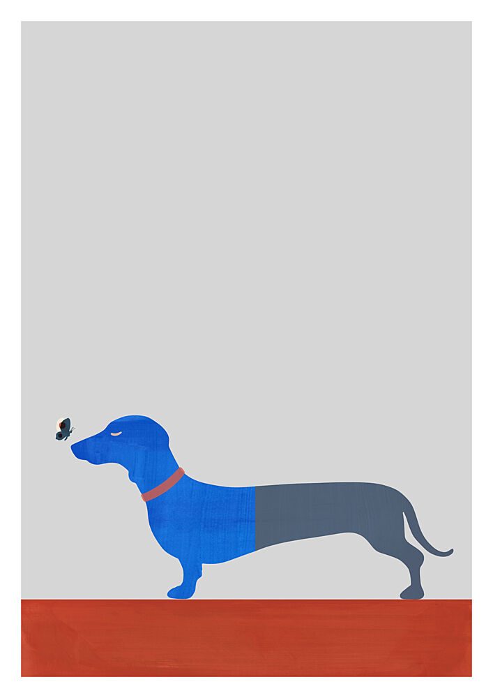 Curious Blue Dachshund art print by Casa Cartissi for $57.95 CAD