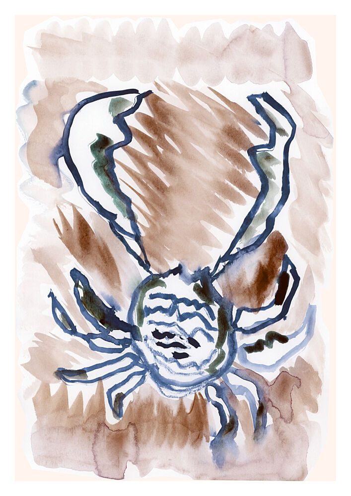 Blue Watercolor Crab art print by Cartissi for $57.95 CAD
