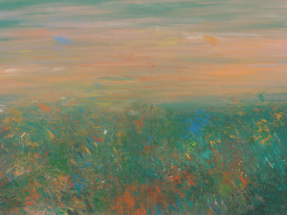Green Field Orange Sky art print by Cesare Bellassai Art for $57.95 CAD