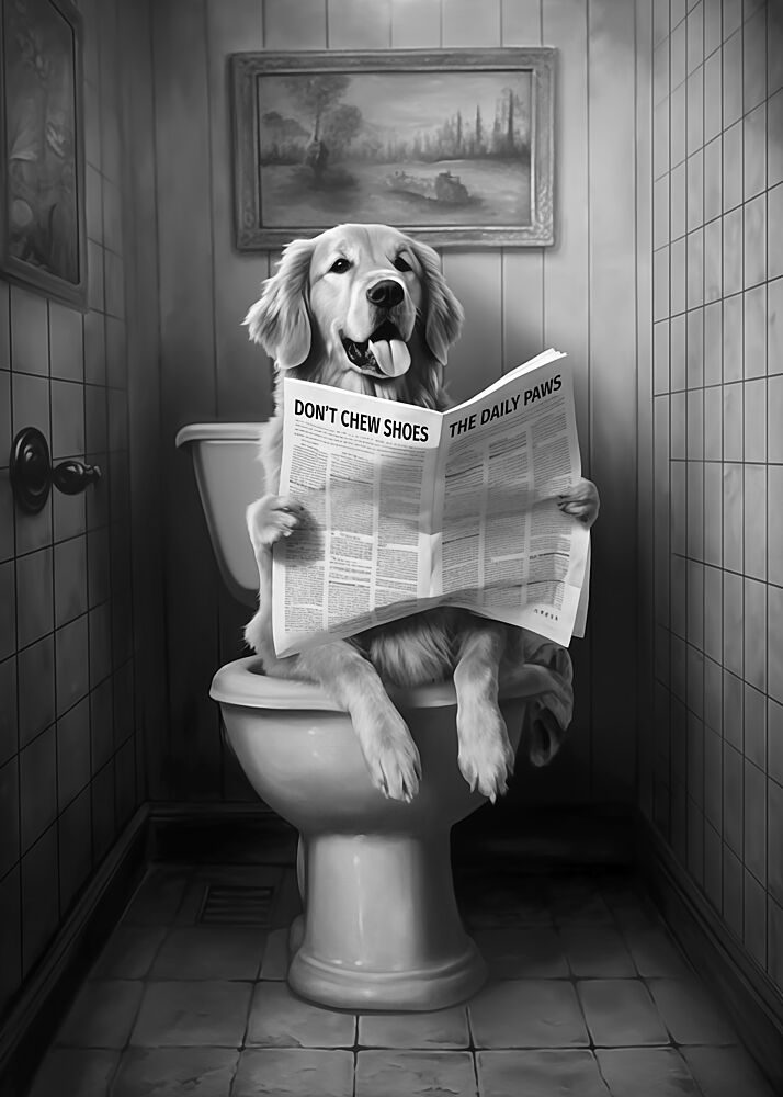 Golden Retriever Bathroom Break art print by Andreas Magnusson for $57.95 CAD