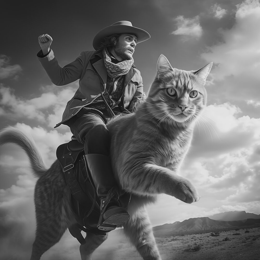 Cowboy Rides Giant Cat art print by Andreas Magnusson for $57.95 CAD