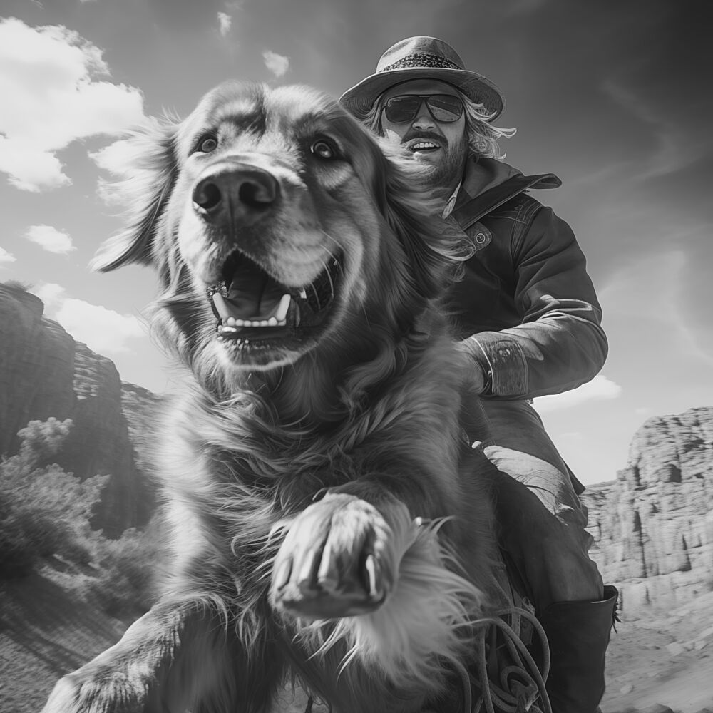 Joyful Cowboy and Dog art print by Andreas Magnusson for $57.95 CAD