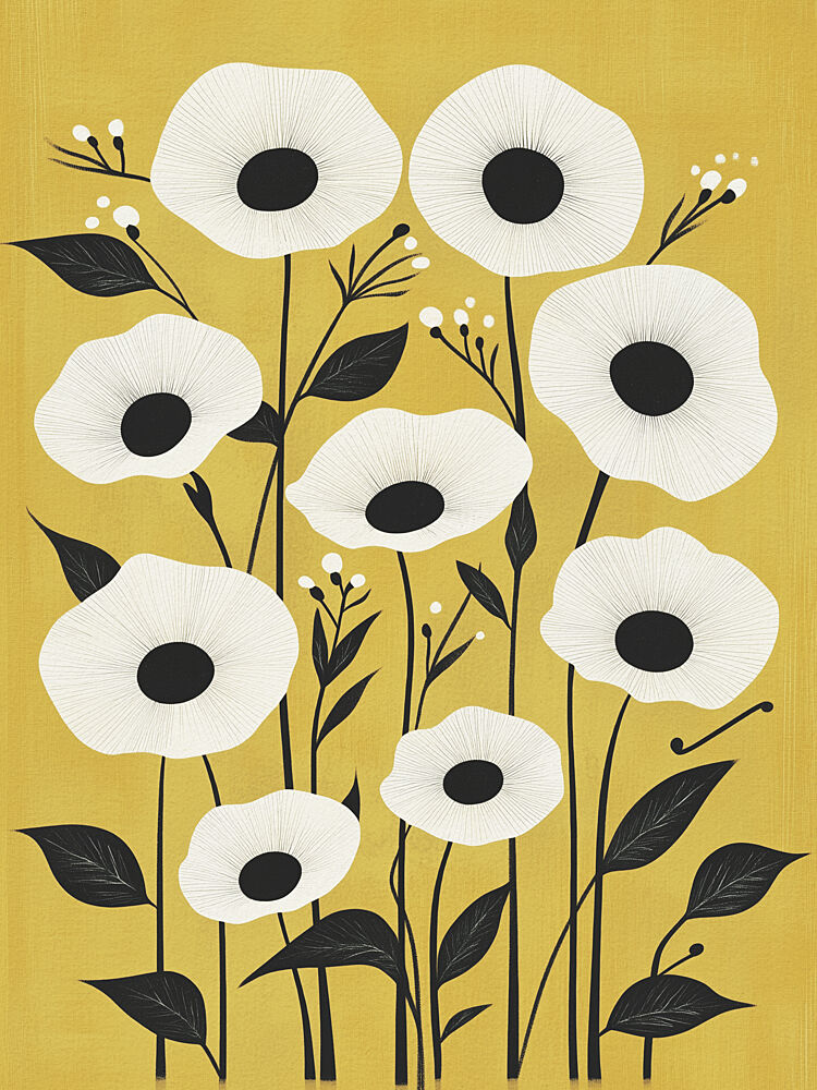Modern White Poppies art print by Andreas Magnusson for $57.95 CAD