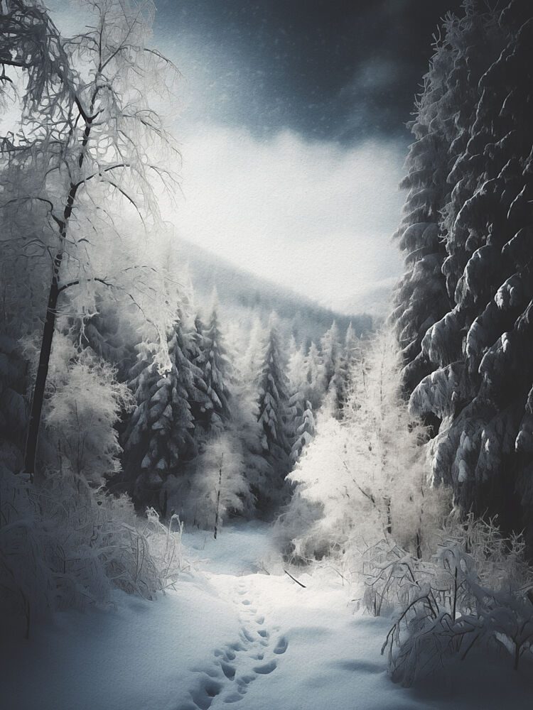Snowy Forest Path art print by Andreas Magnusson for $57.95 CAD