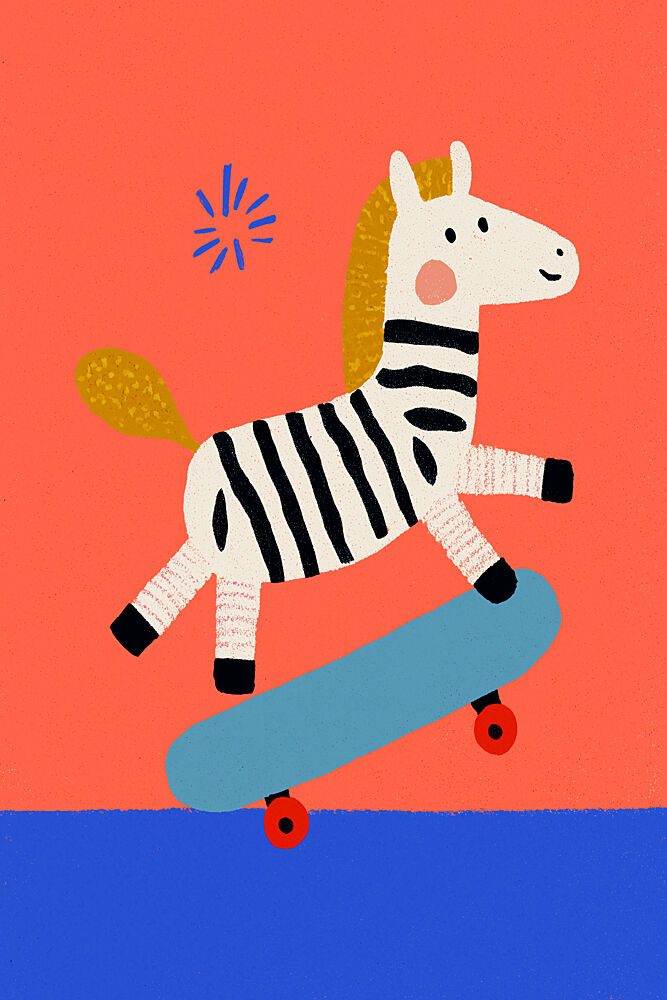 Skating Zebra art print by Treechild for $57.95 CAD