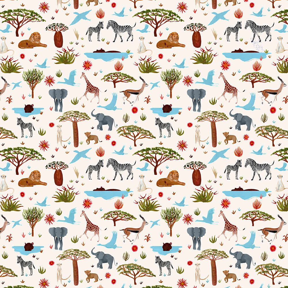 Playful Safari Wildlife art print by Julie Lesouef for $57.95 CAD