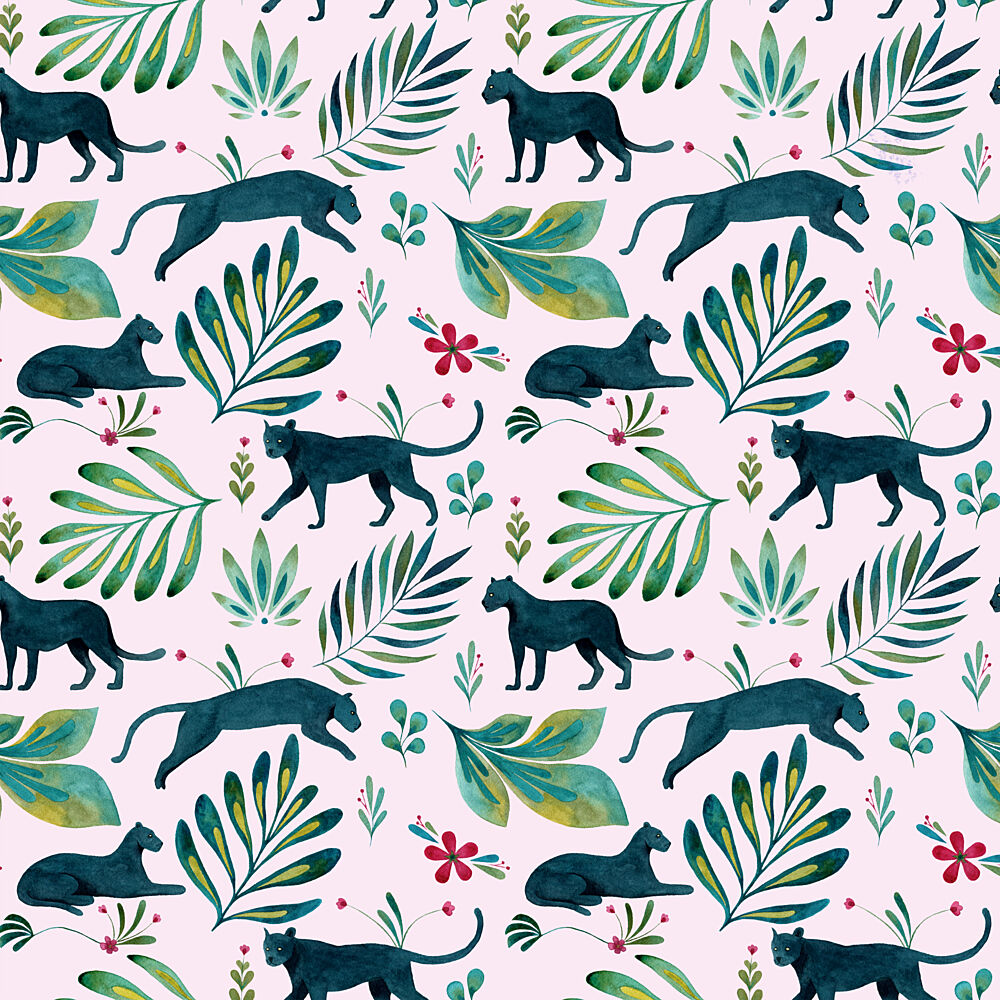 Tropical Panther Pattern art print by Julie Lesouef for $57.95 CAD