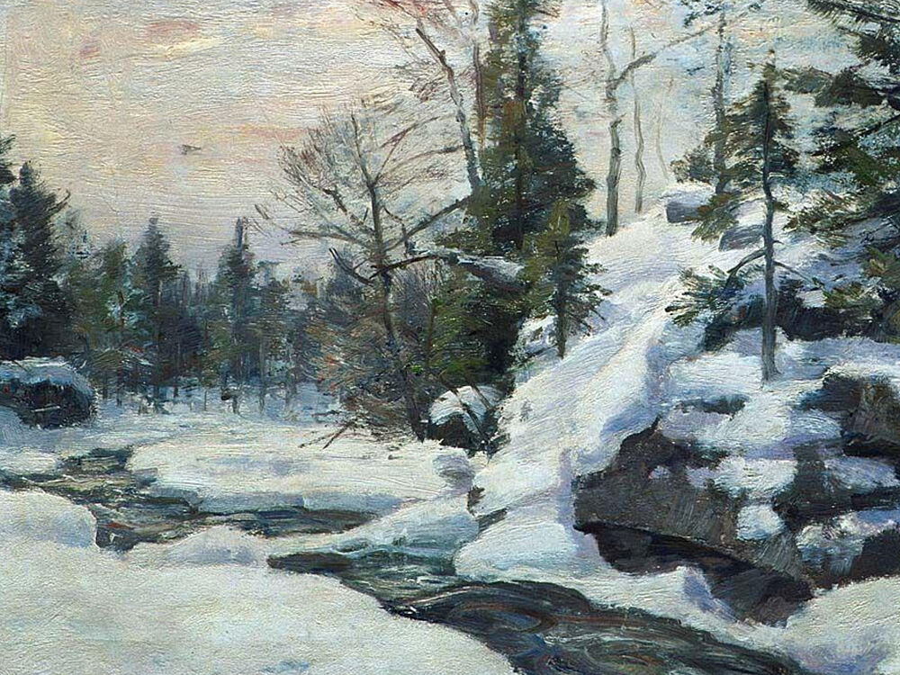 Peaceful Winter Stream art print by Jolly and Dash for $57.95 CAD