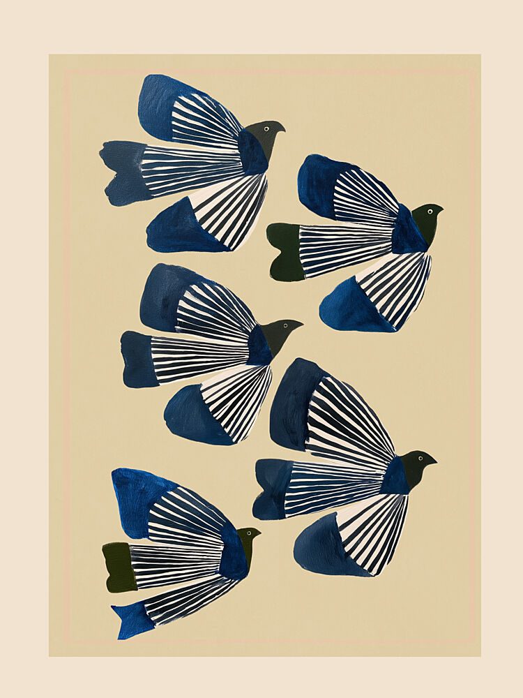 Blue Birds in Flight art print by City Art for $57.95 CAD