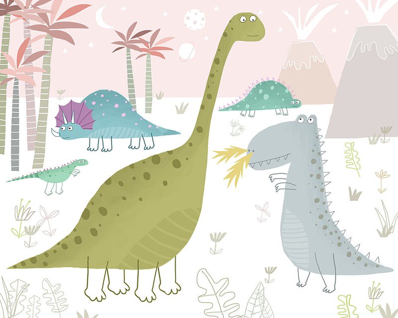 Cute Pastel Dinosaurs art print by Carla Daly for $57.95 CAD