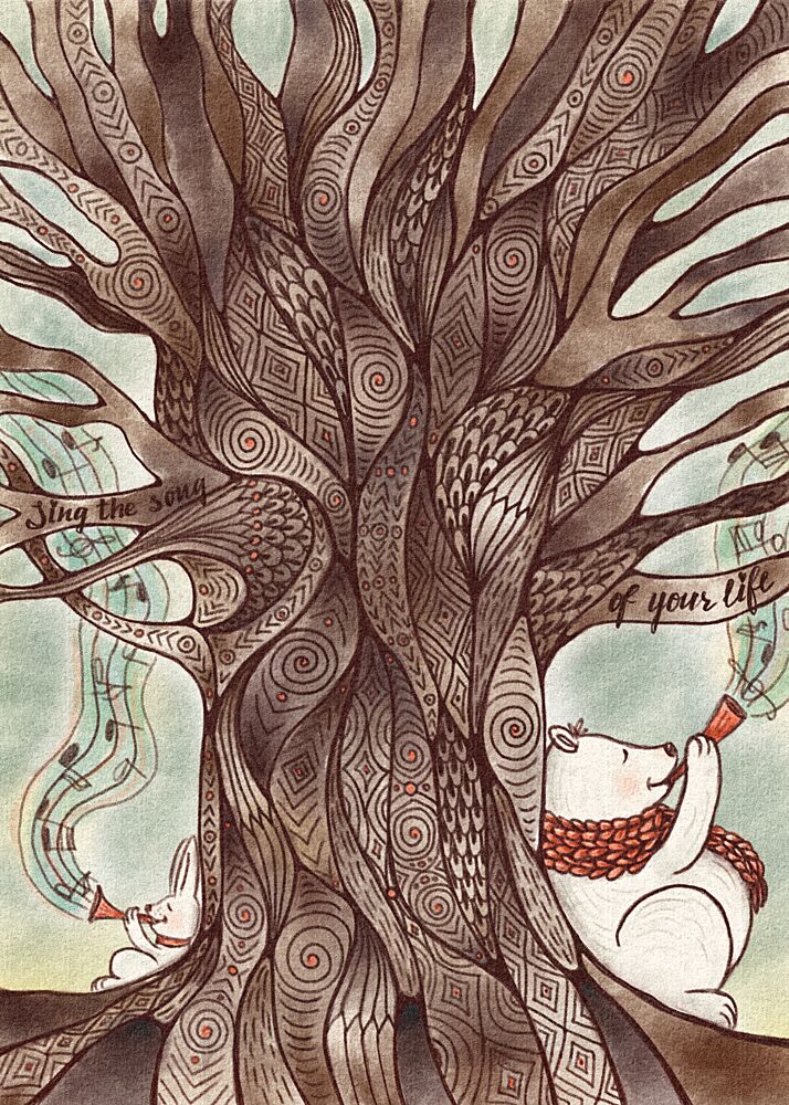 Whimsical Music Tree art print by Olena Kovalova for $57.95 CAD