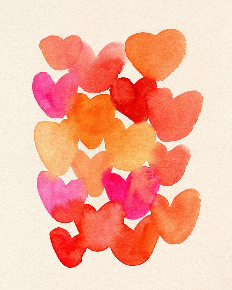 Vibrant Watercolor Hearts art print by Ekaterina Koroleva for $57.95 CAD