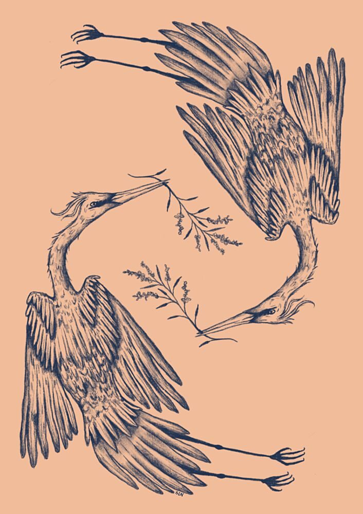 Two Elegant Cranes art print by Senna-Mia Rahner for $57.95 CAD