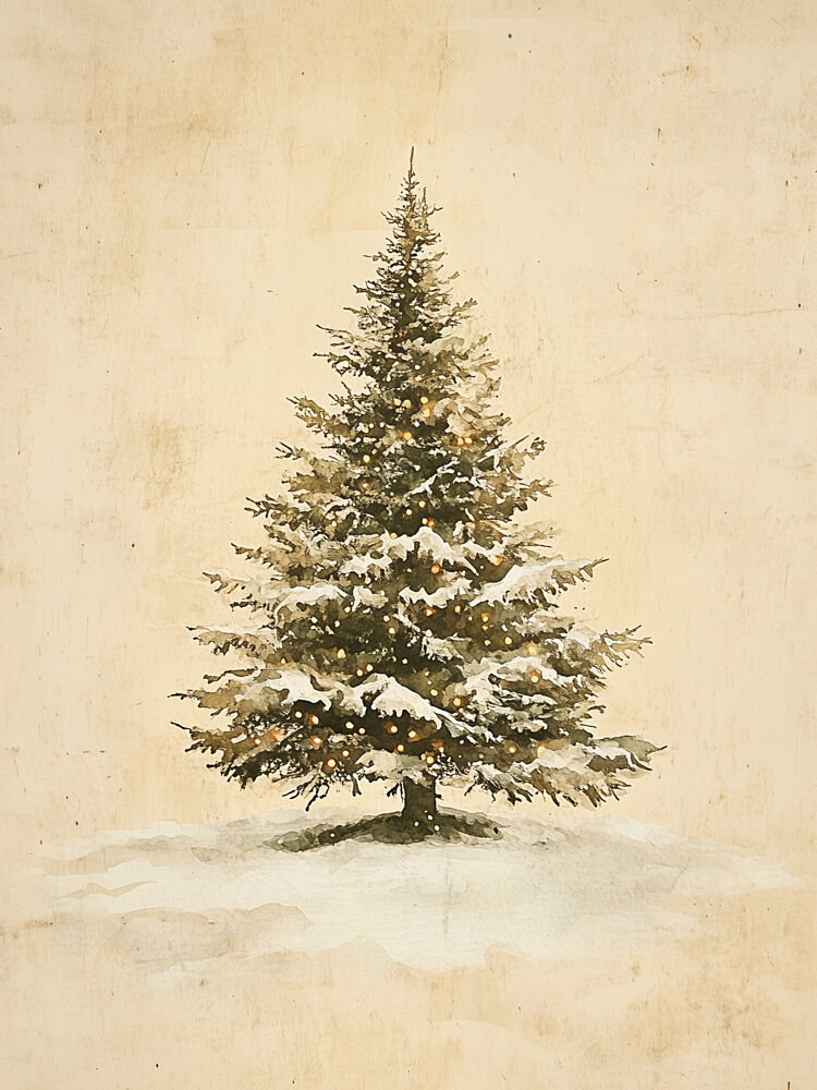 Snowy Christmas Tree Lights art print by Jolly and Dash for $57.95 CAD
