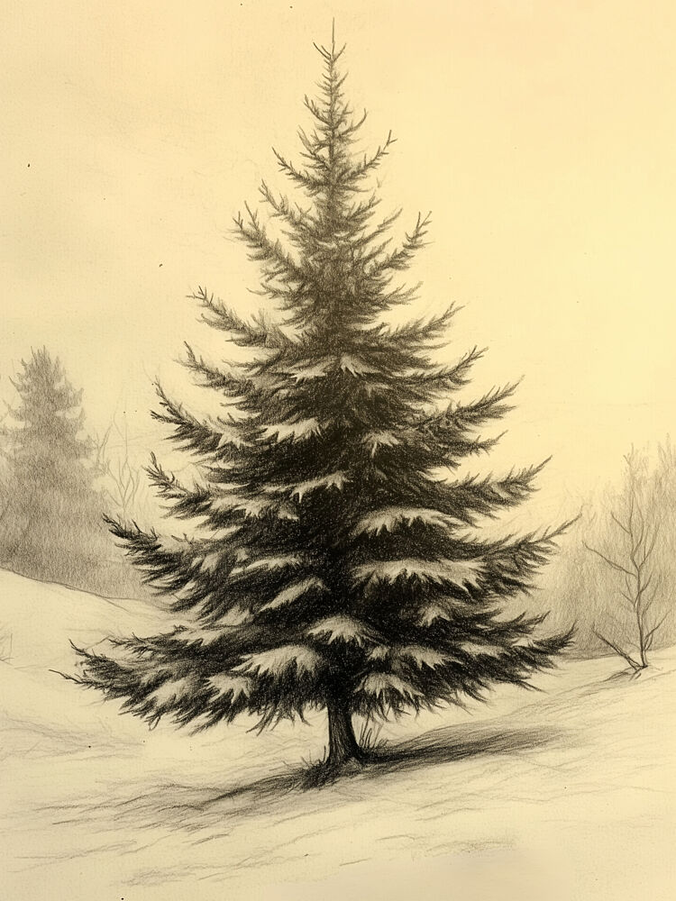 Snowy Pine Winter Scene art print by Jolly and Dash for $57.95 CAD