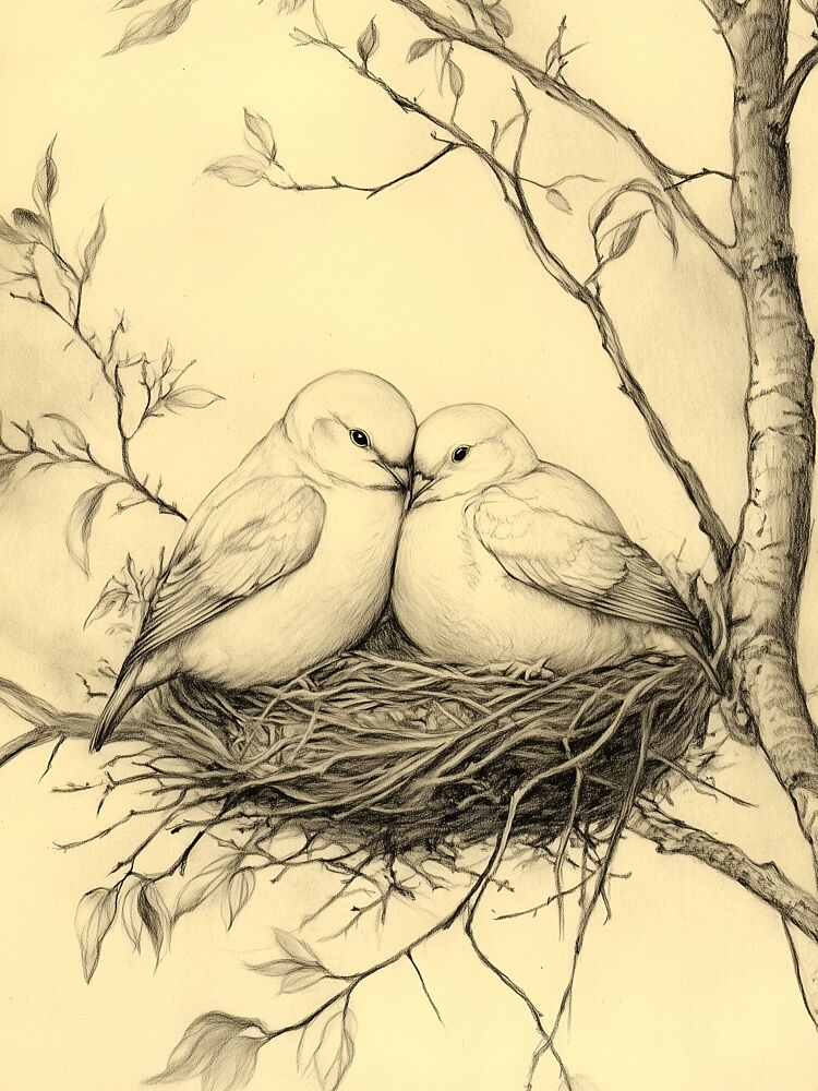 Nesting Love Birds art print by Jolly and Dash for $57.95 CAD