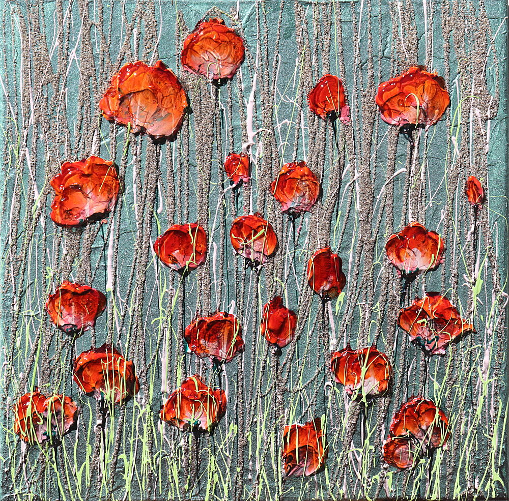 Vibrant Textured Poppies art print by Donatella Marraoni for $57.95 CAD