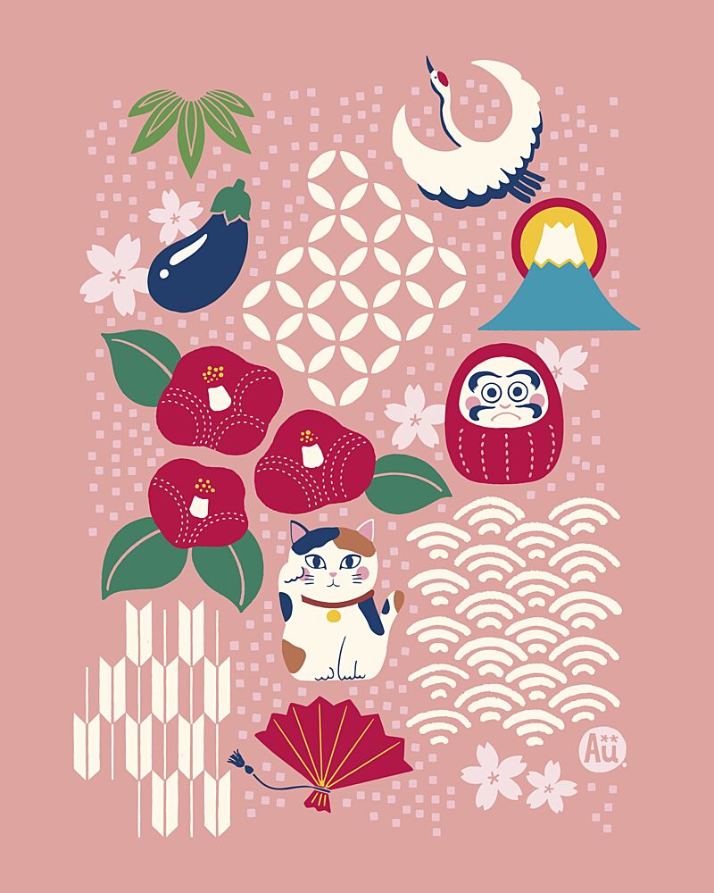 Japanese Lucky Symbols art print by Aia Ueno for $57.95 CAD