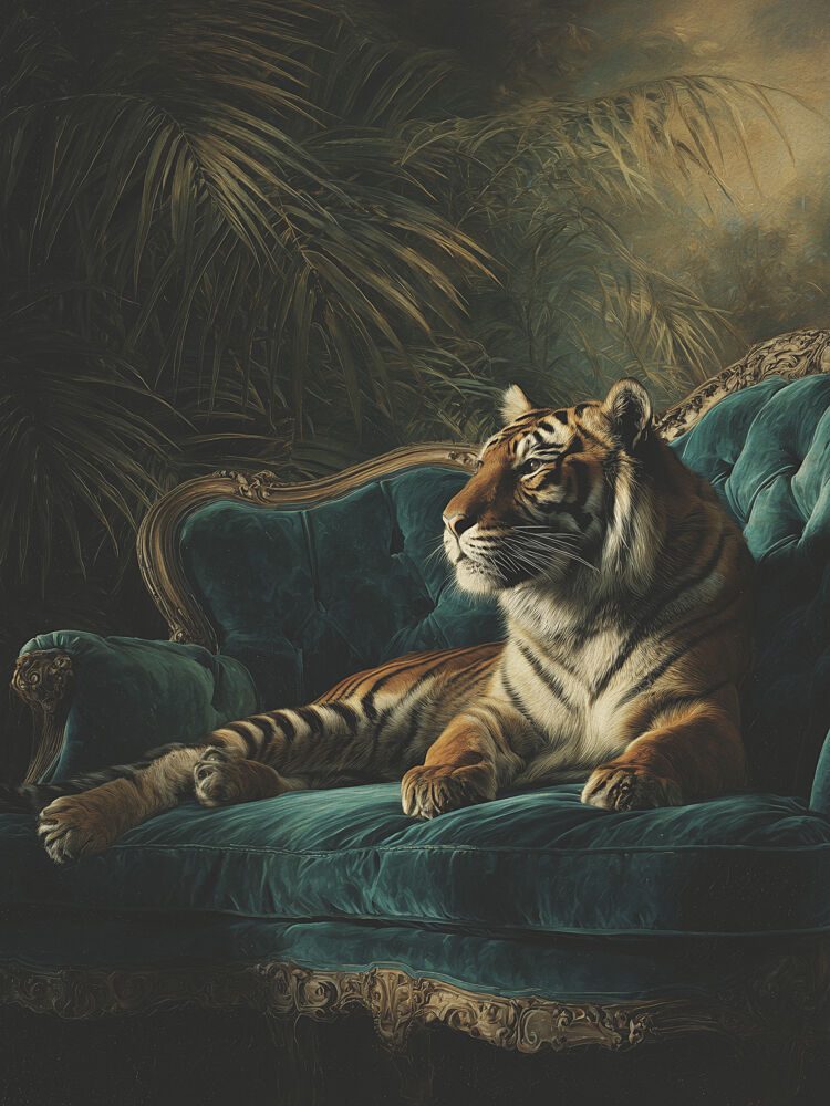Regal Tiger on Sofa art print by Andreas Magnusson for $57.95 CAD