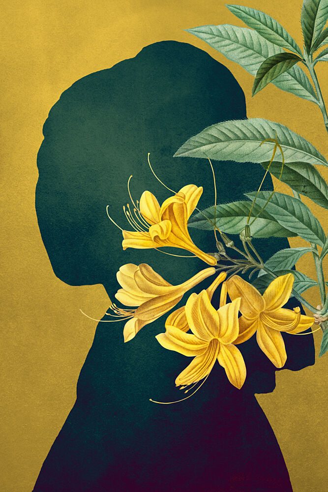 Elegant Floral Silhouette art print by Marja van den Hurk for $57.95 CAD