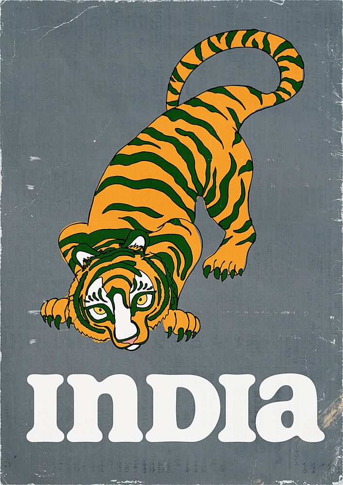 Vintage India Tiger art print by Nicholas for $57.95 CAD