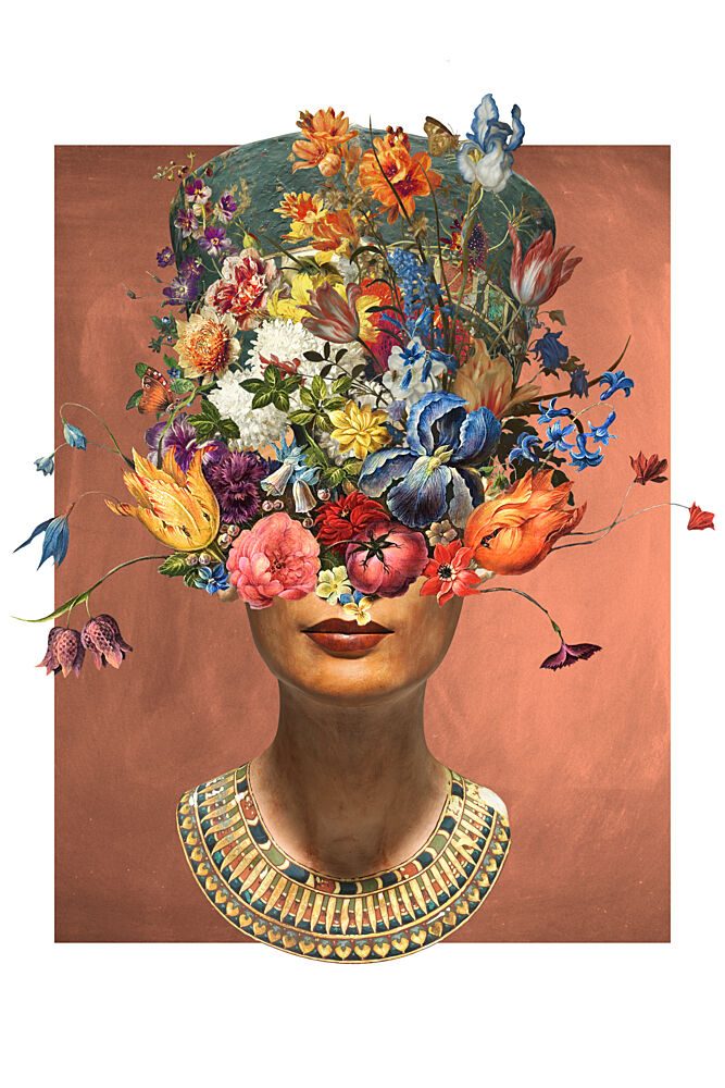Floral Egyptian Queen art print by Marja van den Hurk for $57.95 CAD