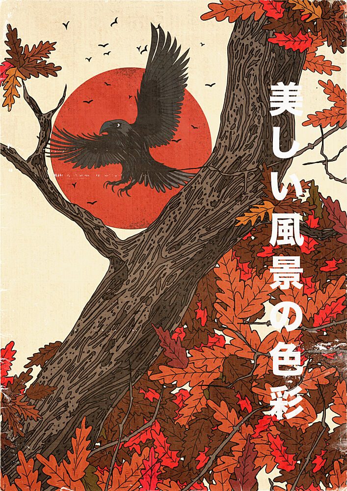 Autumn Raven Red Sun art print by Nicholas for $57.95 CAD